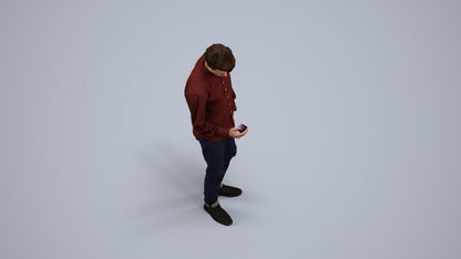 realistic 3D people man casual standing, render-ready for V-Ray and Corona, FBX OBJ, back view render