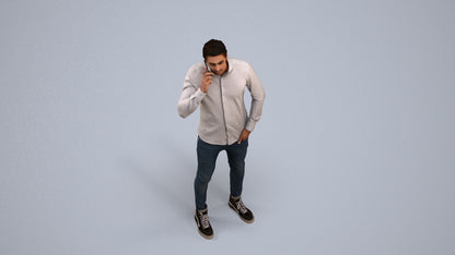 scanned 3D man casual standing, photogrammetry people for Enscape and V-Ray, back view render
