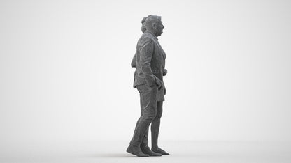 3D people model woman casual couple, scanned human for 3ds Max rendering, wireframe side view