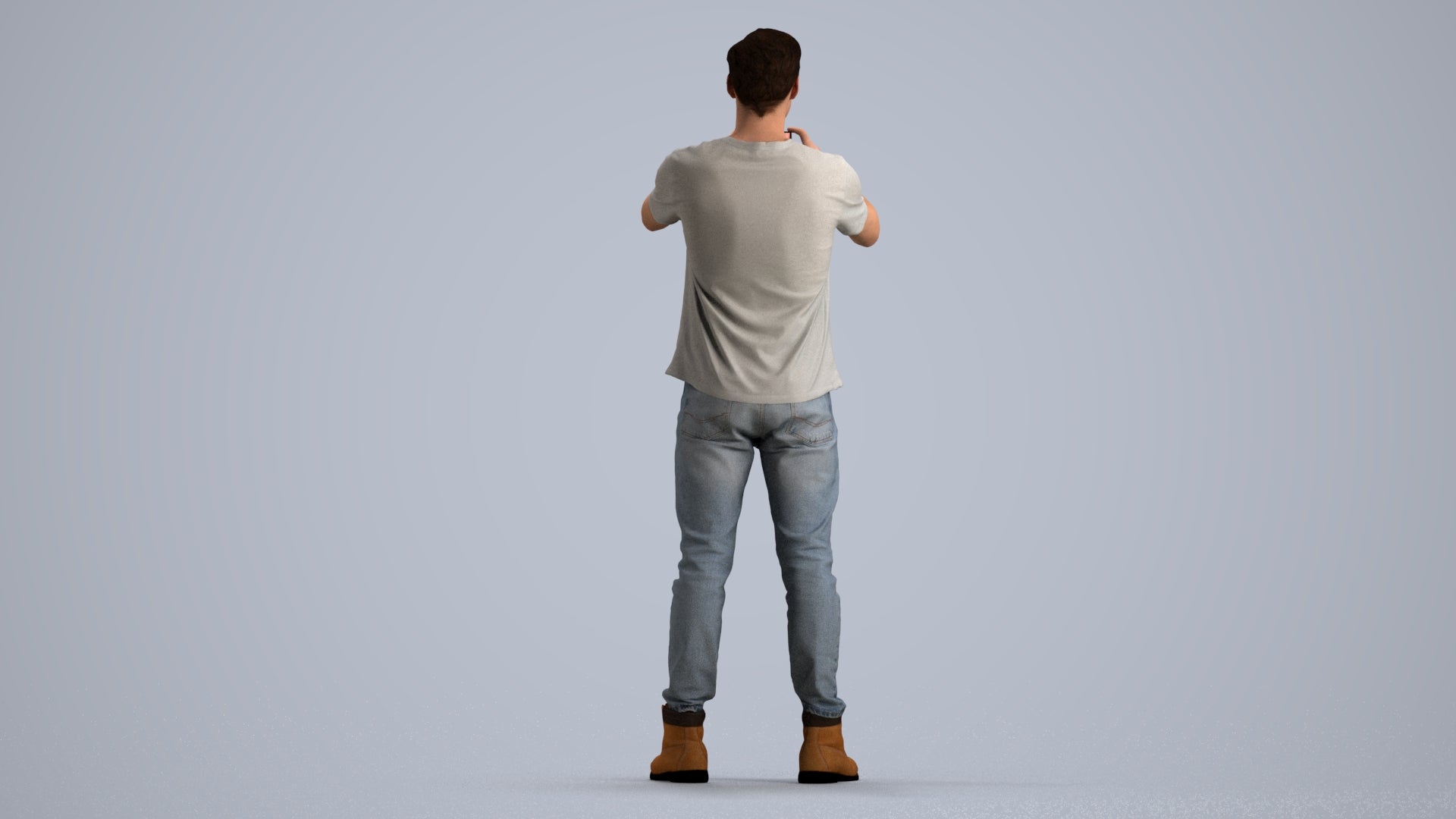 3D scanned man standing casual, photorealistic archviz people for Enscape and SketchUp, front view render