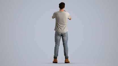 3D scanned man standing casual, photorealistic archviz people for Enscape and SketchUp, front view render