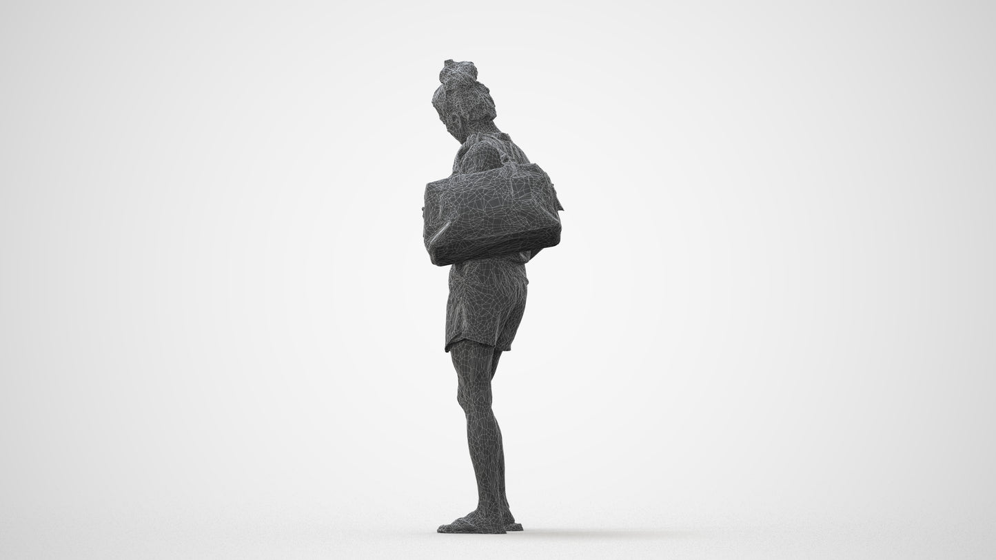 3D people model woman casual standing, scanned human for 3ds Max rendering, square thumbnail