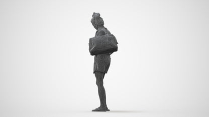 3D people model woman casual standing, scanned human for 3ds Max rendering, square thumbnail