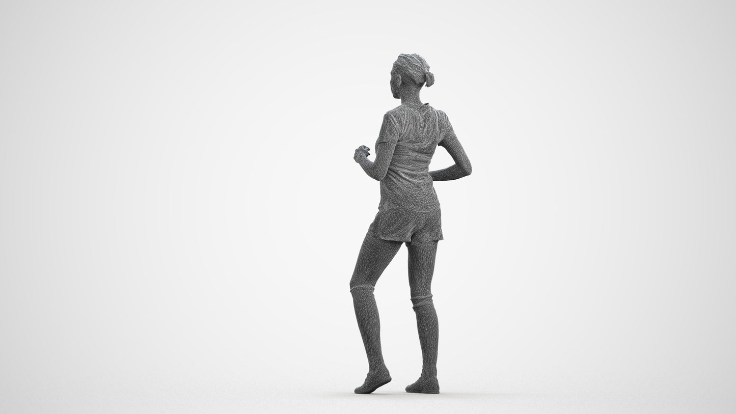 scanned 3D woman sport, photogrammetry people for Enscape and V-Ray, wireframe front view