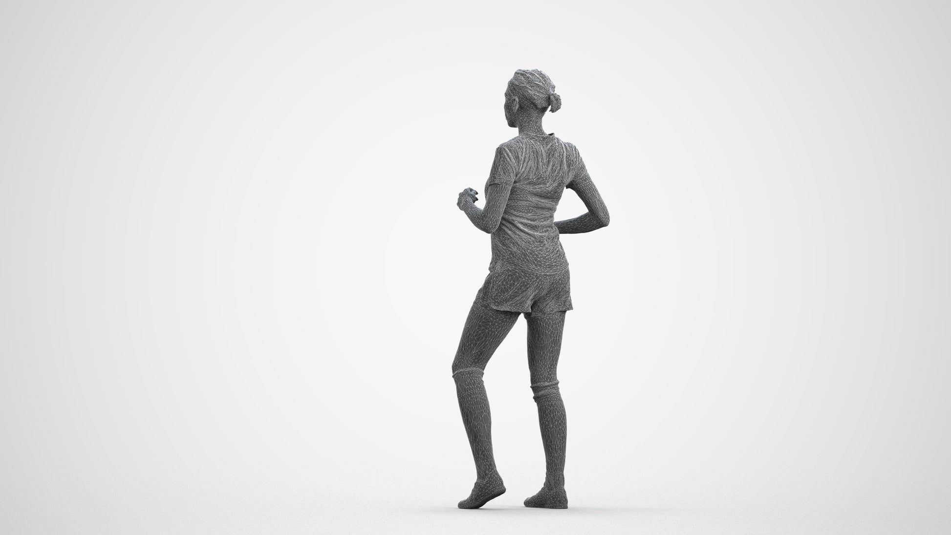 scanned 3D woman sport, photogrammetry people for Enscape and V-Ray, wireframe front view