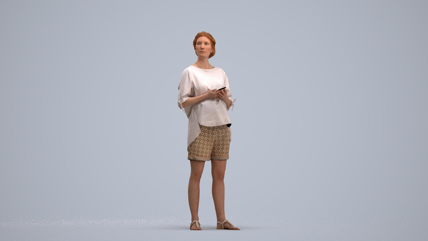 scanned 3D woman casual standing, photogrammetry people for Enscape and V-Ray, standing pose render