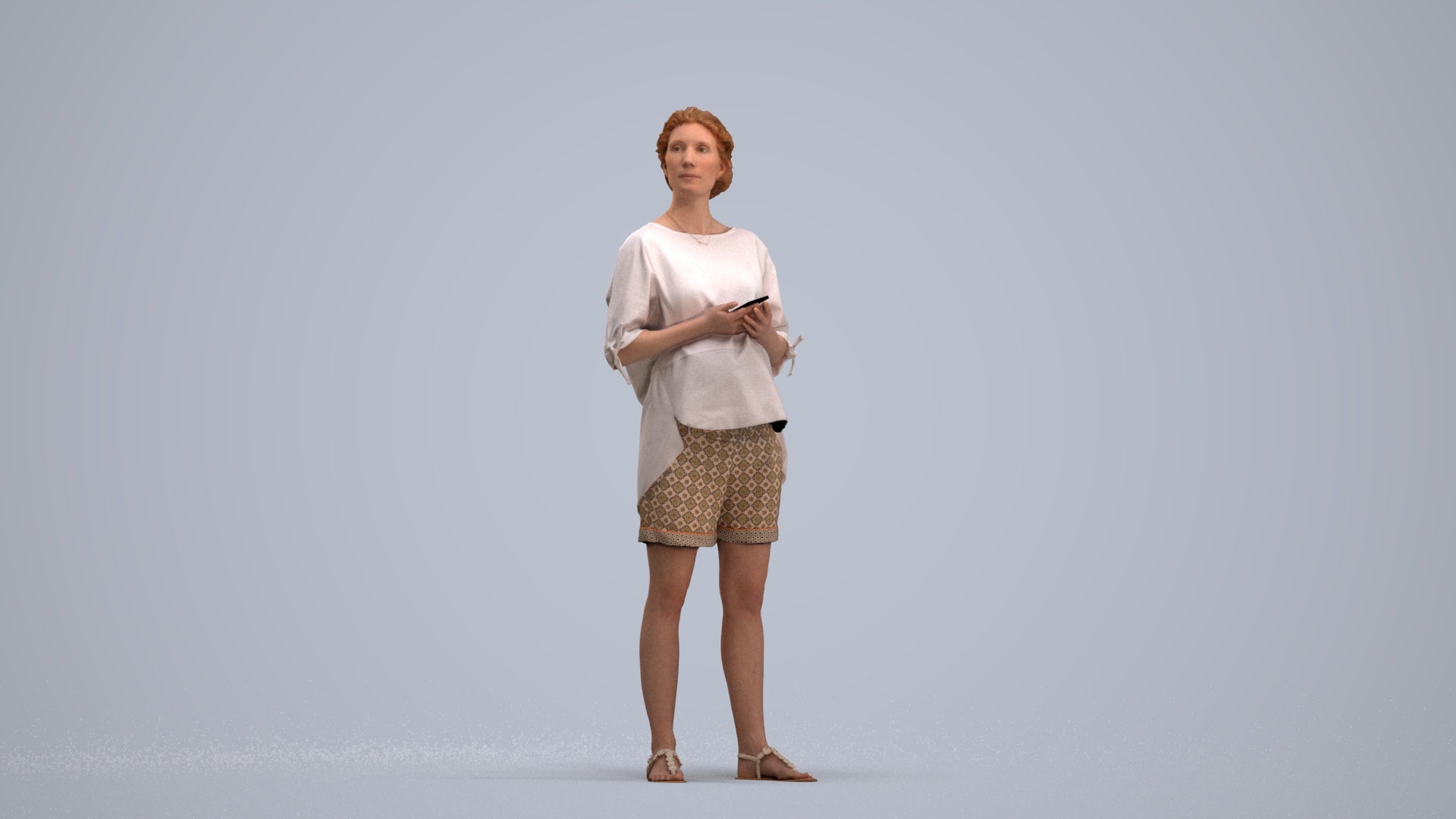 scanned 3D woman casual standing, photogrammetry people for Enscape and V-Ray, standing pose render