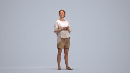 scanned 3D woman casual standing, photogrammetry people for Enscape and V-Ray, standing pose render
