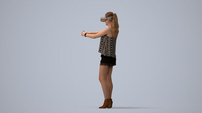 scanned 3D girl casual standing, photogrammetry people for Enscape and V-Ray, three-quarter view render