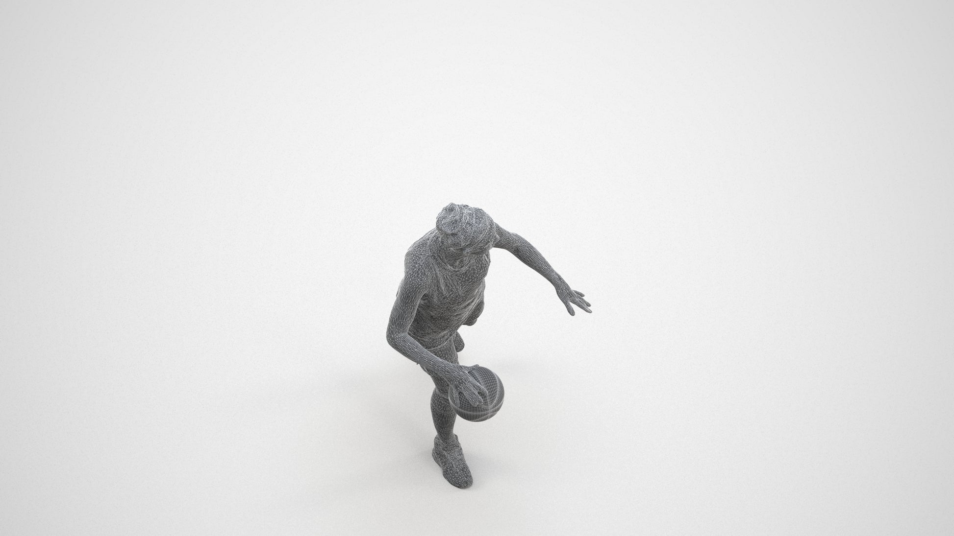 realistic 3D people woman sport, render-ready for V-Ray and Corona, FBX OBJ, wireframe three-quarter view