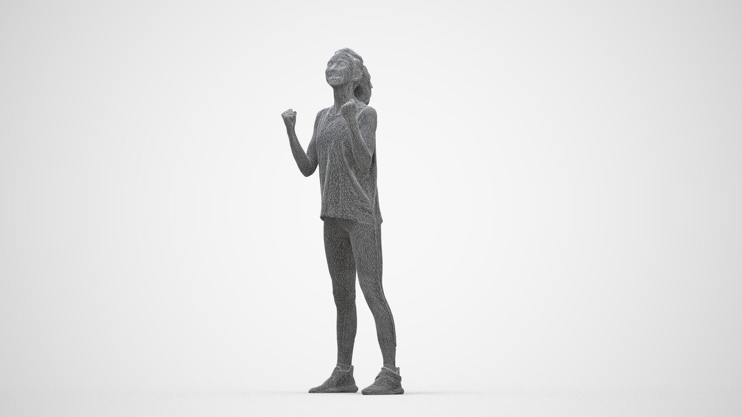 realistic 3D human woman sport, archviz people FBX OBJ for Blender, wireframe back view