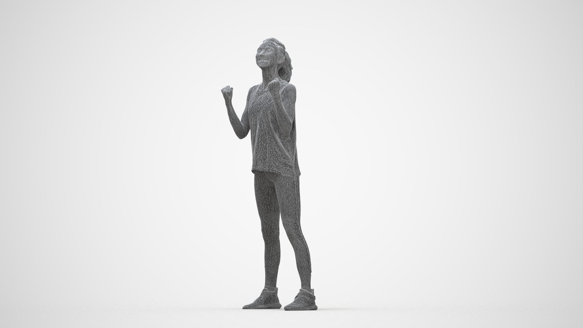 realistic 3D human woman sport, archviz people FBX OBJ for Blender, wireframe back view