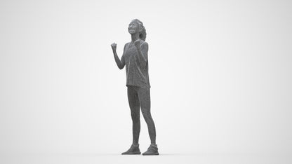 realistic 3D human woman sport, archviz people FBX OBJ for Blender, wireframe back view