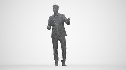 3D human model man business, photogrammetry scanned person for archviz, wireframe back view