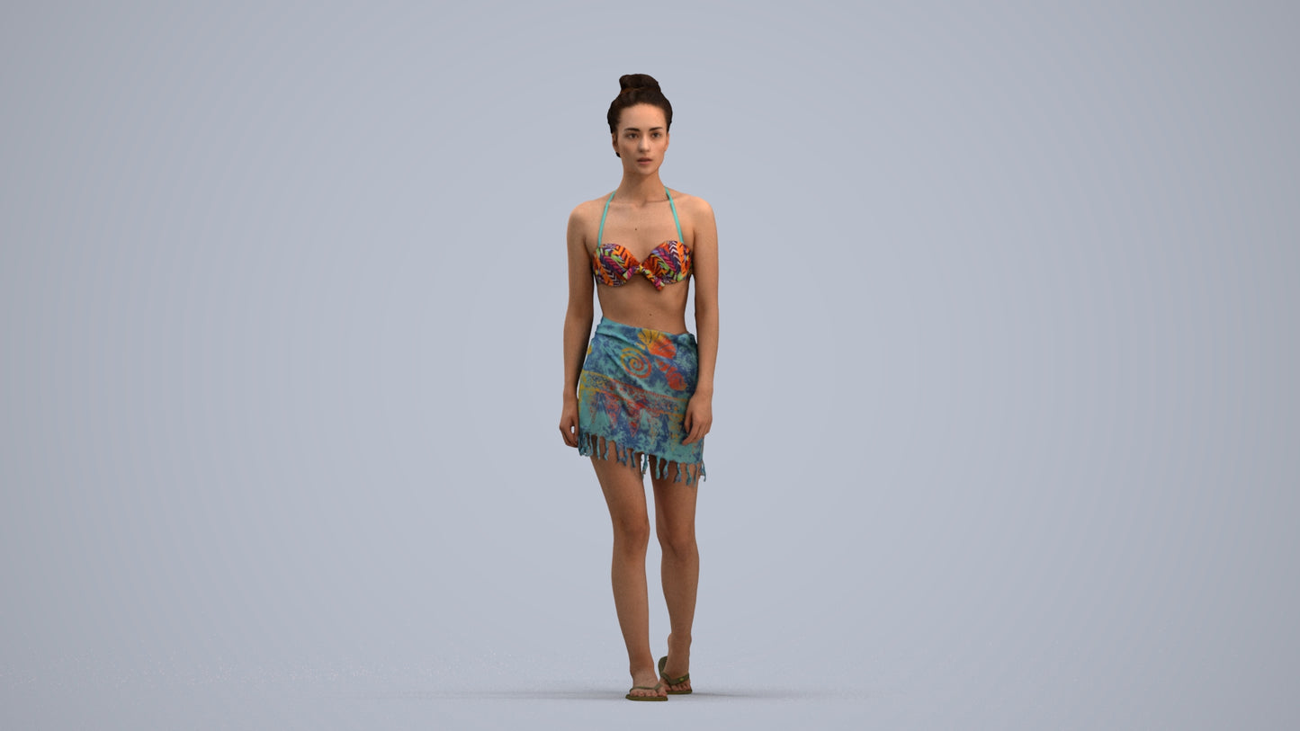 scanned 3D woman pool, photogrammetry people for Enscape and V-Ray, standing pose render