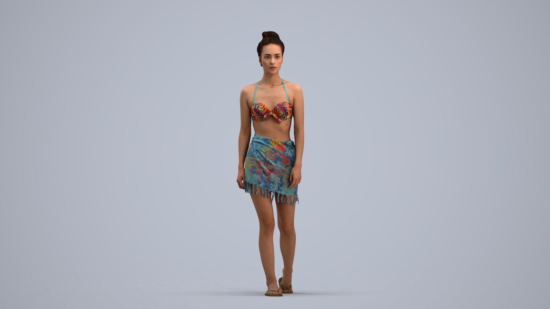 scanned 3D woman pool, photogrammetry people for Enscape and V-Ray, standing pose render