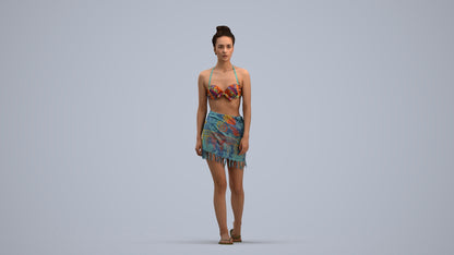 scanned 3D woman pool, photogrammetry people for Enscape and V-Ray, standing pose render