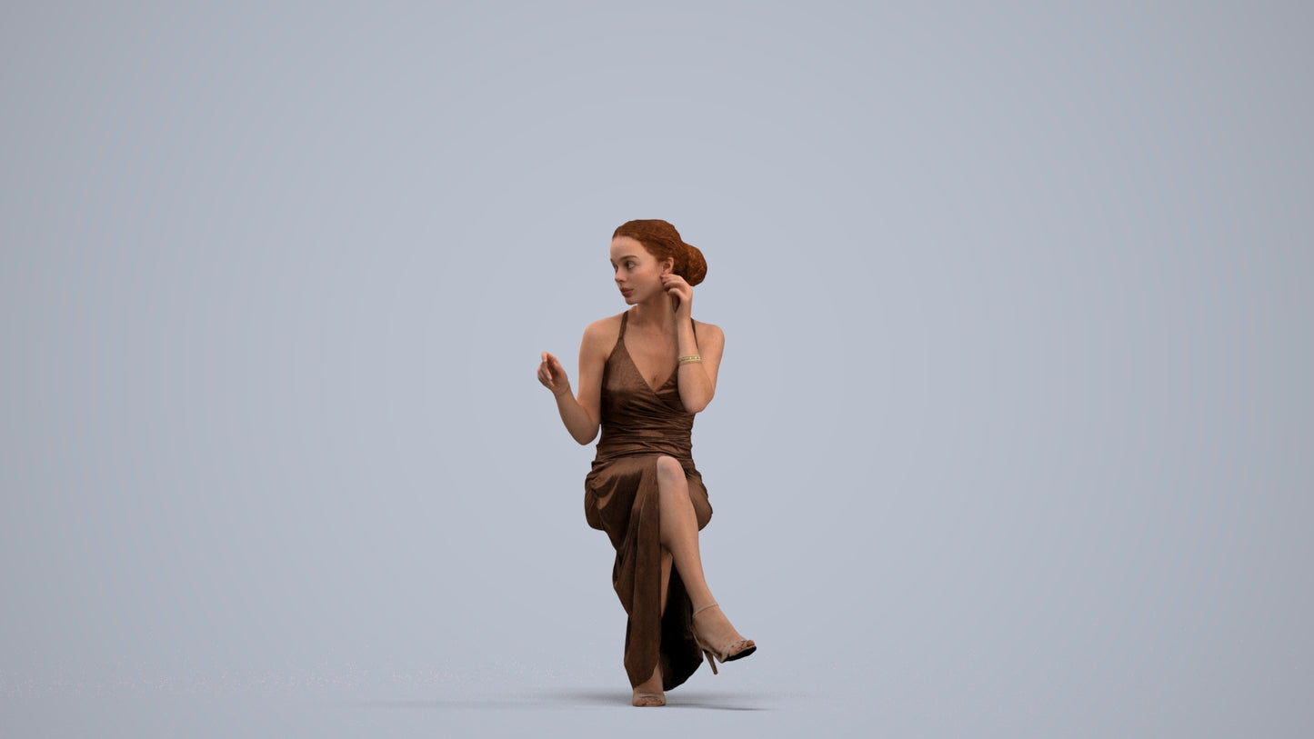 3D human model woman formal formalaffairs, photogrammetry scanned person for archviz, standing pose render