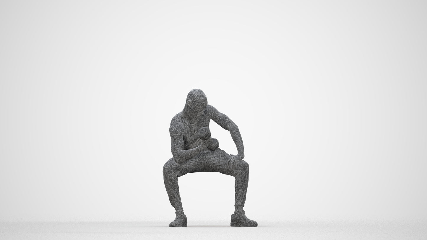 realistic 3D human man casual sport, archviz people FBX OBJ for Blender, wireframe back view