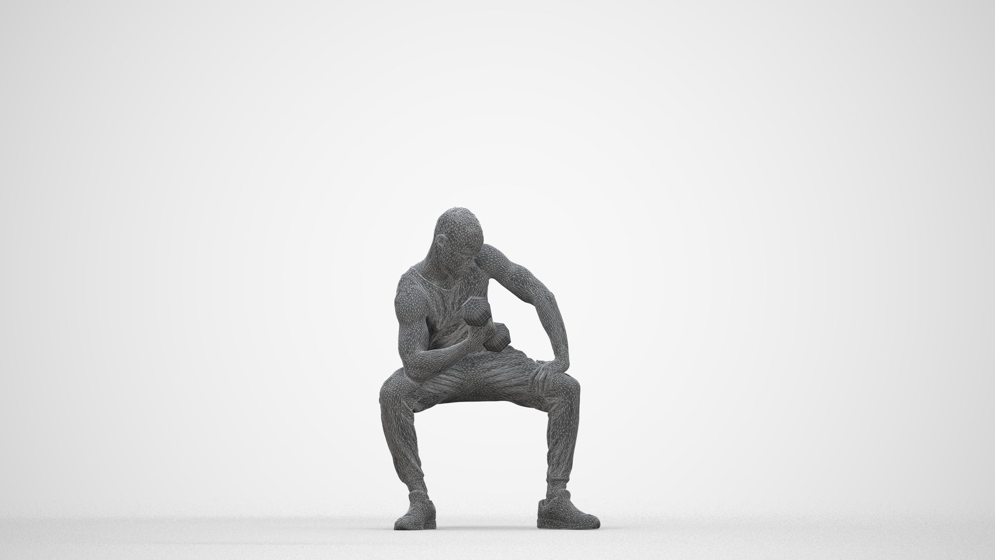 realistic 3D human man casual sport, archviz people FBX OBJ for Blender, wireframe back view