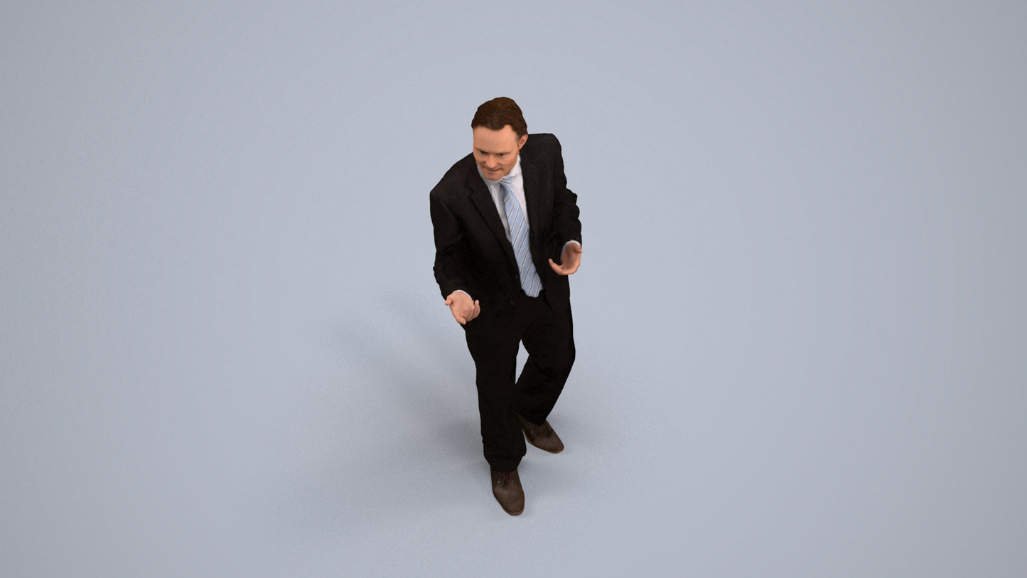 realistic 3D people man business, render-ready for V-Ray and Corona, FBX OBJ, back view render