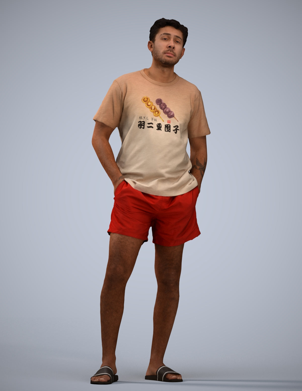 realistic 3D people man casual standing, render-ready for V-Ray and Corona, FBX OBJ