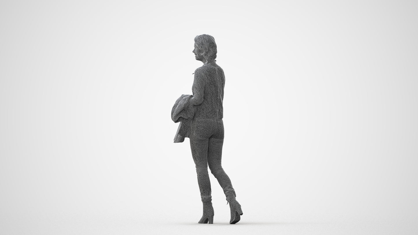 3D people model woman casual walking, scanned human for 3ds Max rendering, square thumbnail
