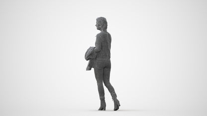 3D people model woman casual walking, scanned human for 3ds Max rendering, square thumbnail