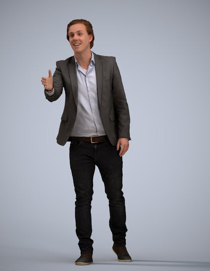 realistic 3D human man business, archviz people FBX OBJ for Blender