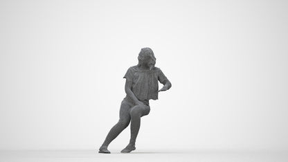 realistic 3D people woman casual sitting, render-ready for V-Ray and Corona, FBX OBJ, wireframe back view