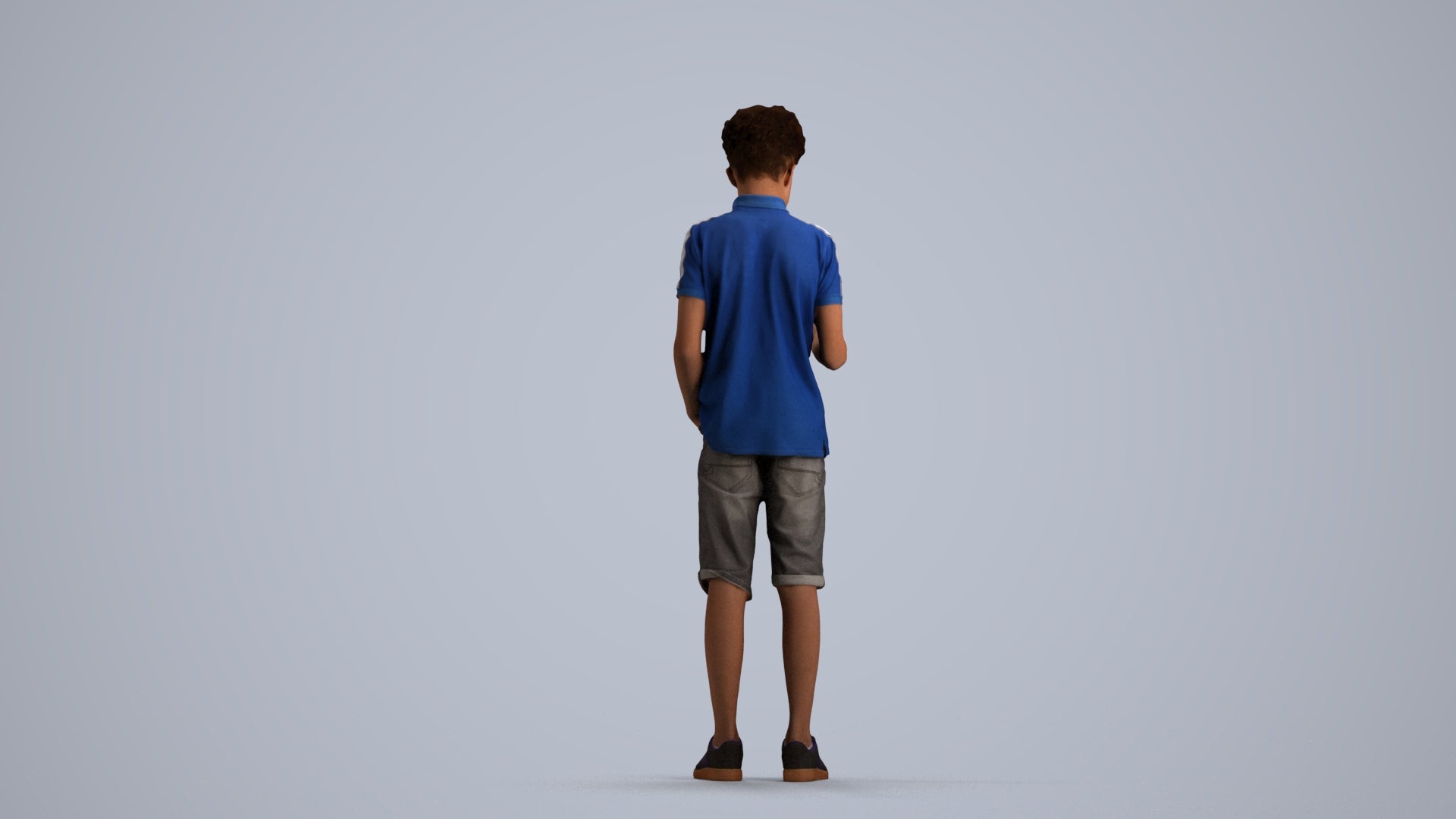 realistic 3D human boy casual kids, archviz people FBX OBJ for Blender, front view render