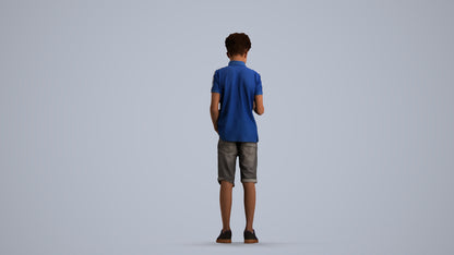 realistic 3D human boy casual kids, archviz people FBX OBJ for Blender, front view render
