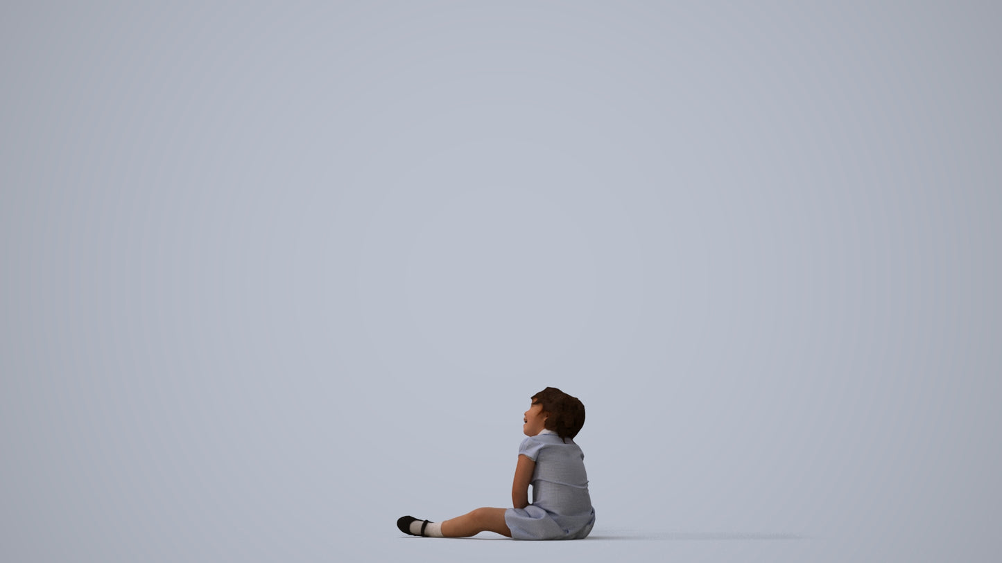 realistic 3D girl kids, scanned archviz people for Blender and 3ds Max, three-quarter view render