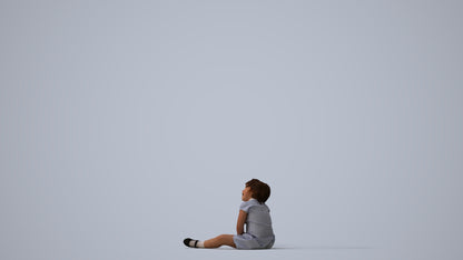 realistic 3D girl kids, scanned archviz people for Blender and 3ds Max, three-quarter view render
