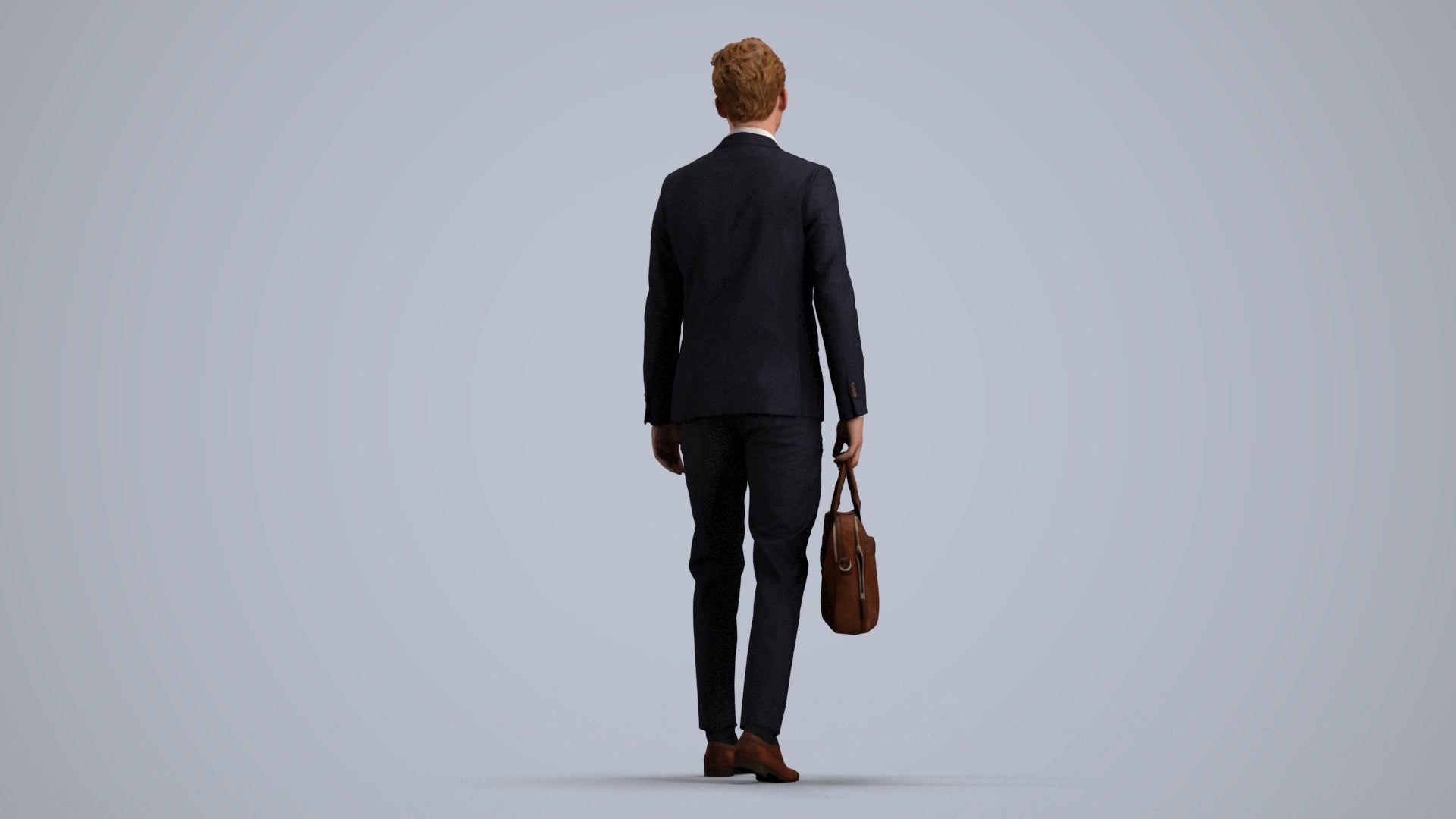 3D human model man business, photogrammetry scanned person for archviz, front view render