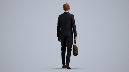 3D human model man business, photogrammetry scanned person for archviz, front view render
