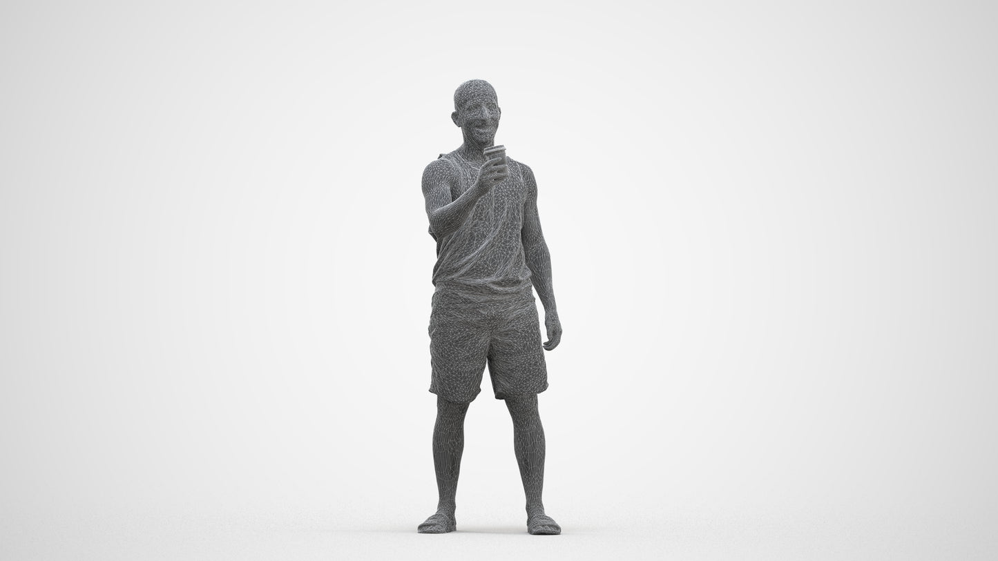 realistic 3D man standing, scanned archviz people for Blender and 3ds Max, three-quarter front view render