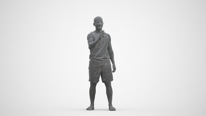 realistic 3D man standing, scanned archviz people for Blender and 3ds Max, three-quarter front view render