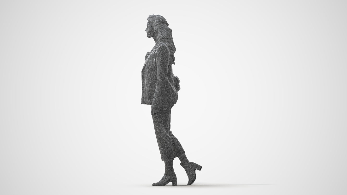 scanned 3D woman business walking, photogrammetry people for Enscape and V-Ray, square thumbnail