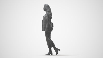 scanned 3D woman business walking, photogrammetry people for Enscape and V-Ray, square thumbnail