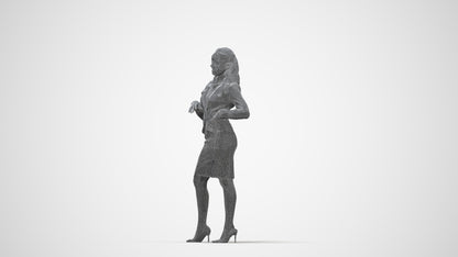 photogrammetry 3D woman business, realistic human model archviz FBX, wireframe back view