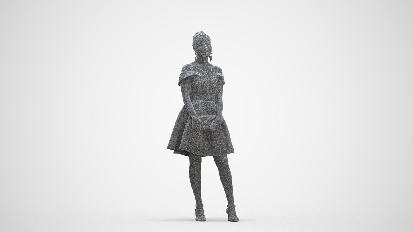 realistic 3D people woman formal formalaffairs, render-ready for V-Ray and Corona, FBX OBJ, three-quarter front view render