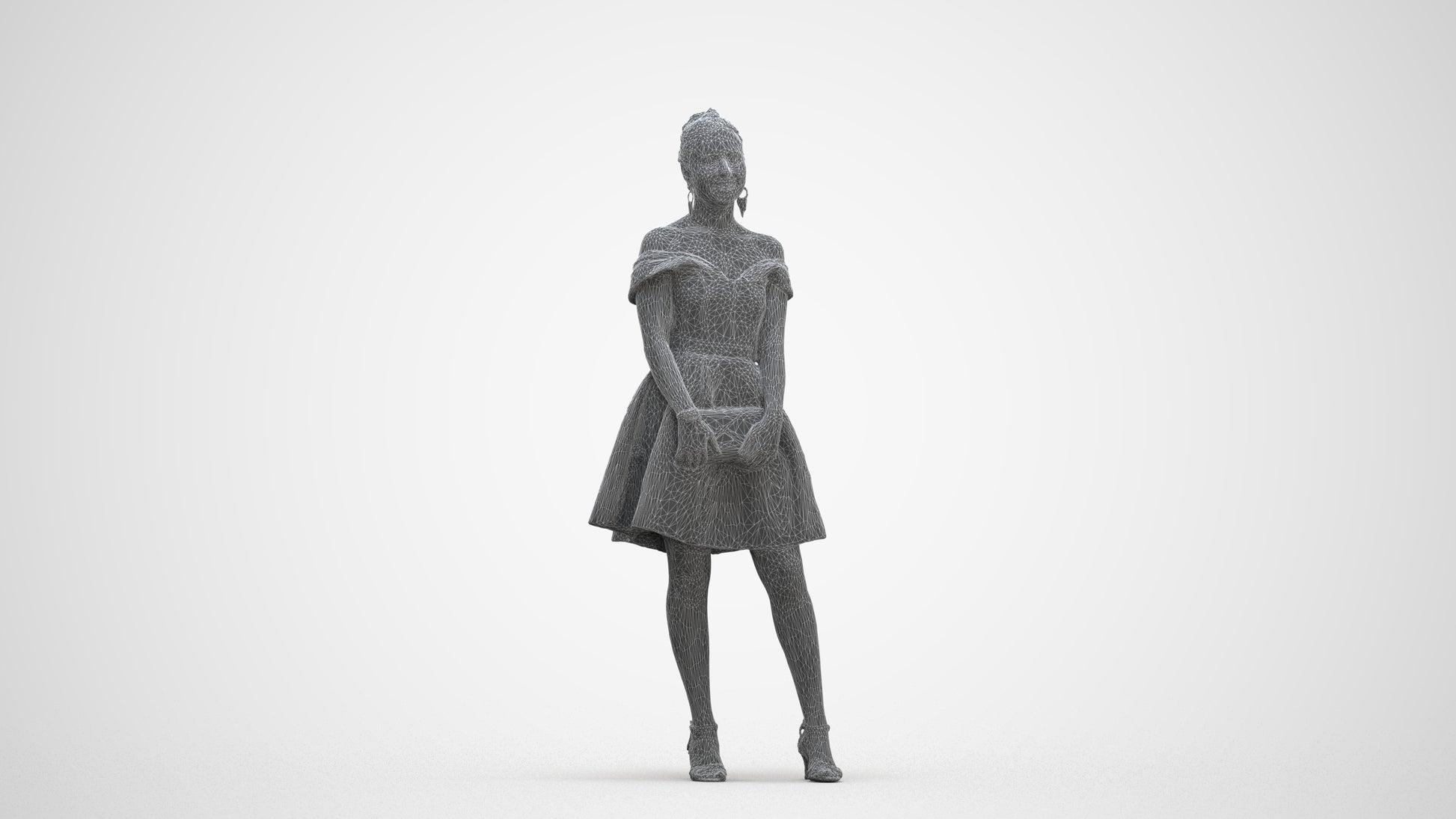 realistic 3D people woman formal formalaffairs, render-ready for V-Ray and Corona, FBX OBJ, three-quarter front view render