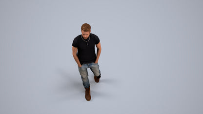 3D people model man casual walking, scanned human for 3ds Max rendering, back view render