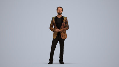 realistic 3D man formal cycling, scanned archviz people for Blender and 3ds Max, standing pose render