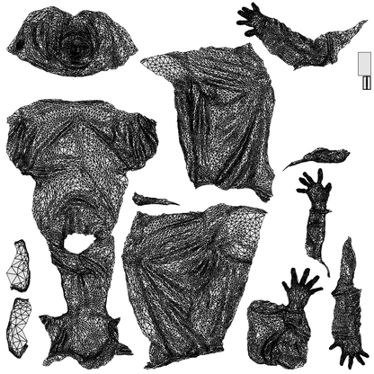 3D people model woman business, scanned human for 3ds Max rendering, wireframe top-down view