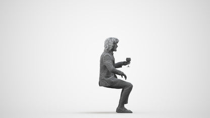 scanned 3D man business, photogrammetry people for Enscape and V-Ray, wireframe side view