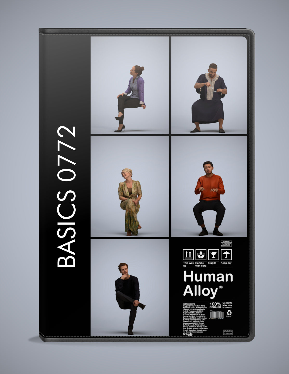 realistic 3D humans sitting pack, 5 archviz people FBX OBJ for Blender