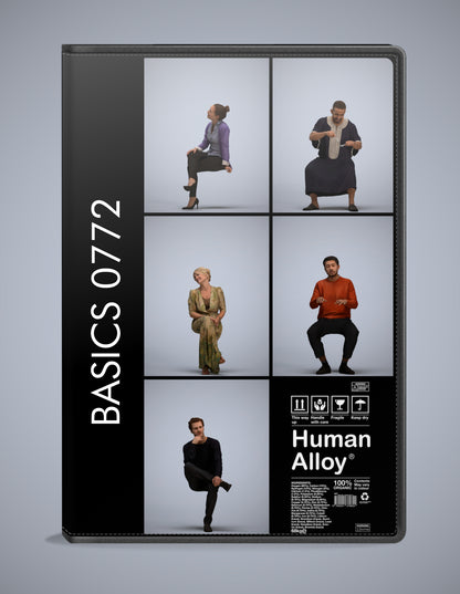 realistic 3D humans sitting pack, 5 archviz people FBX OBJ for Blender