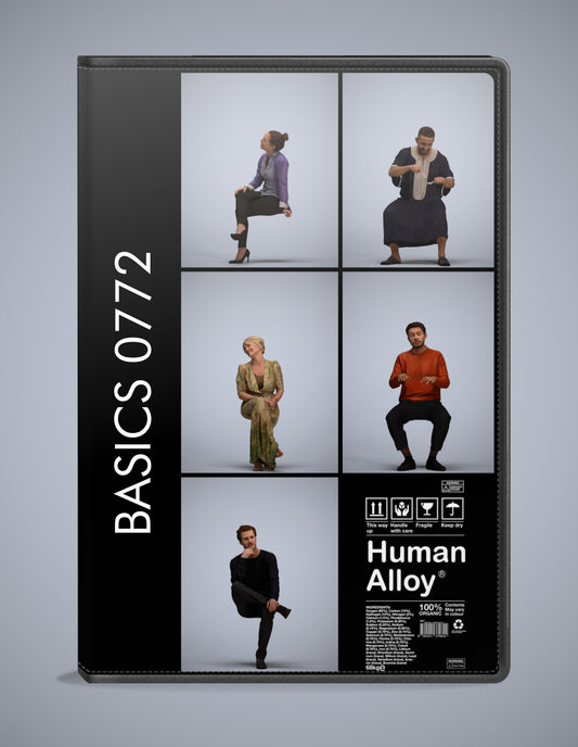 realistic 3D humans sitting pack, 5 archviz people FBX OBJ for Blender